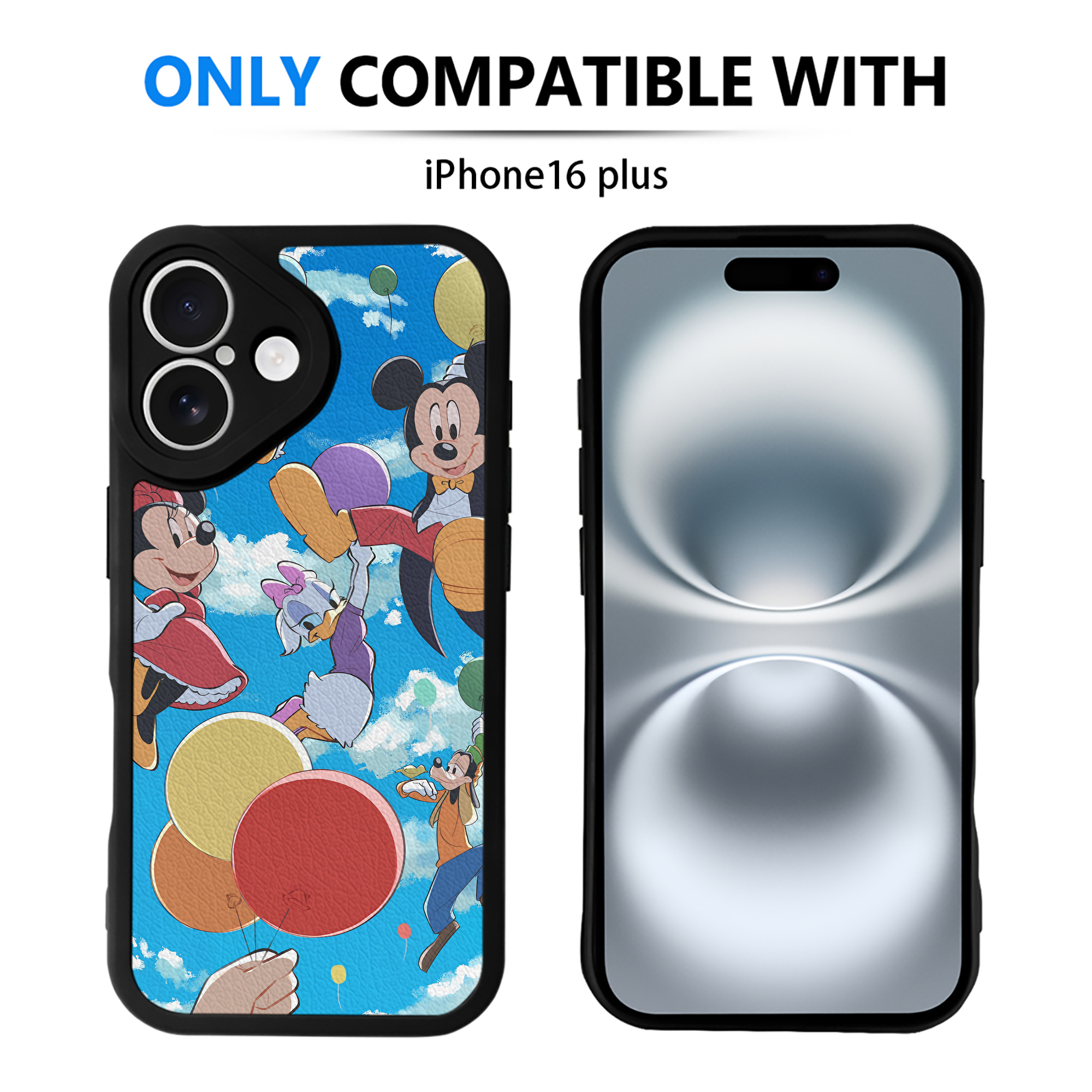 （画像用） ミッキーマウス Mickey Mouse 【iPhone 16シリーズ対応】シリコンスマホケース（レザー調） 材質：シリコン